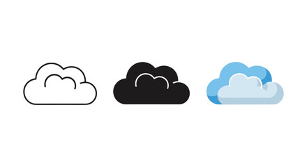 Cloud icon set in different styles and colors