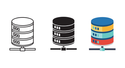 Database server icons in different styles