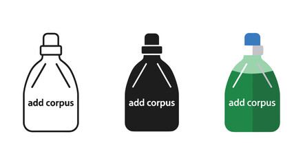 Three bottles with add corpus label in different colors