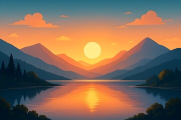 sunset in the mountains