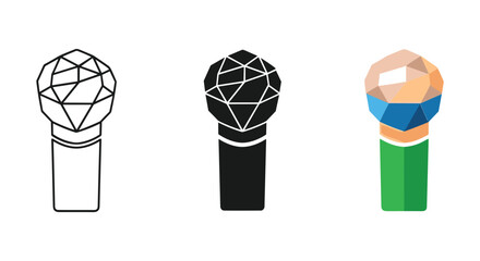 Diamond icon set in various colors and styles