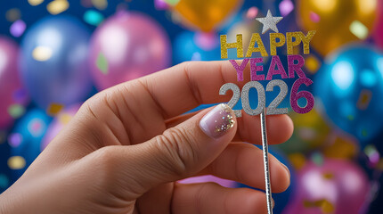 Happy New Year 2026 Luxury Golden Celebration Design with Elegant Typography, Sparkling Fireworks, Shimmering Stars on Dark Background, Premium Festive Greeting Artwork for Cards, Posters, and Social 