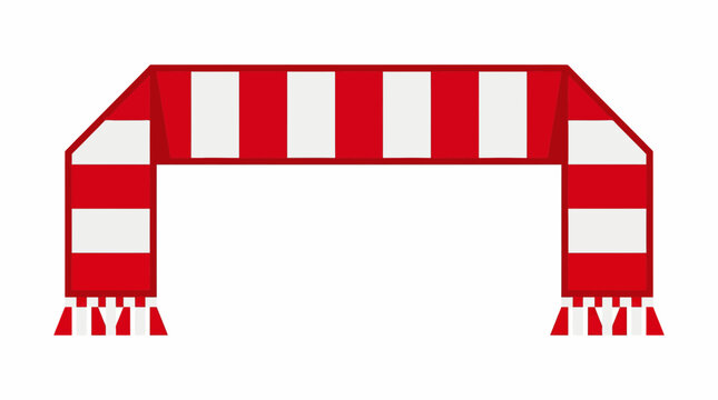 Red and white striped soccer fan scarf vector graphic