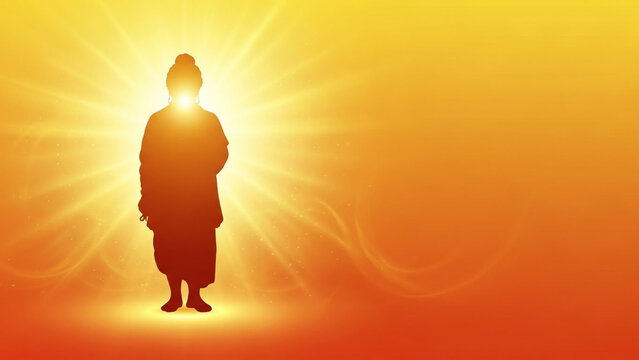 Swami Vivekananda Jayanti Background with Monk Silhouette and Radiant Aura
