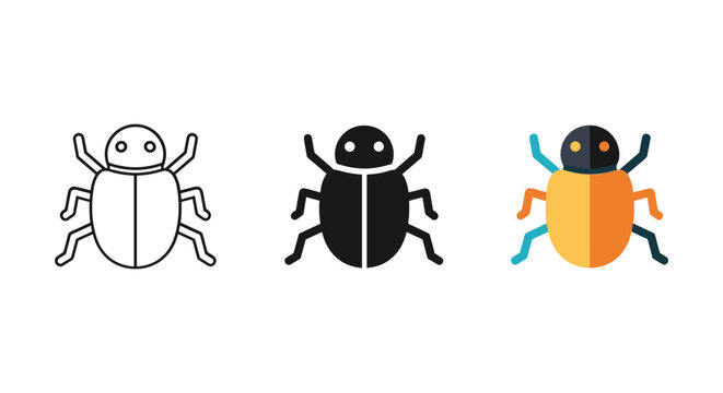 Three beetles in different color schemes