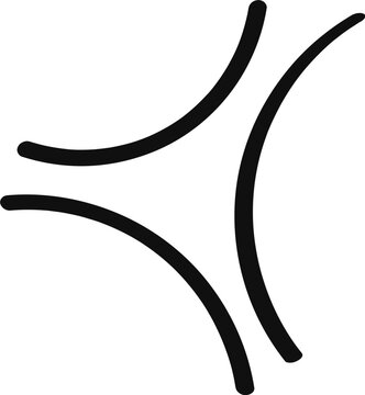 Stylized black graphic symbol representing anger, frustration, or tension, commonly used in anime and manga to depict strong emotions or a popping vein