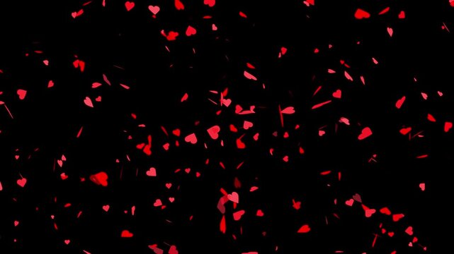 Red Heart Animated Emoji. Red and Pink Hearts symbol pop burst, Falling Heart Background for wedding, invitation Falling hearts, 
 Valentine Day falling heart pink confetti on transparent backdrop.