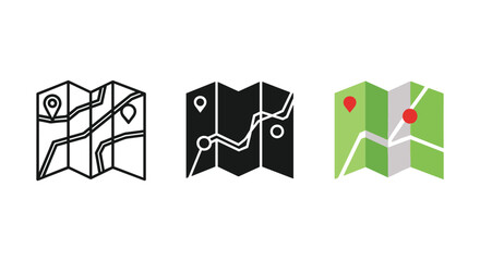 Set of map icons with different colors and markers