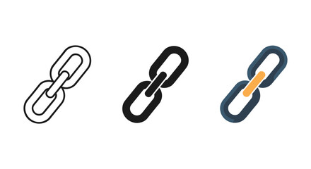 Chain link icon set with different styles