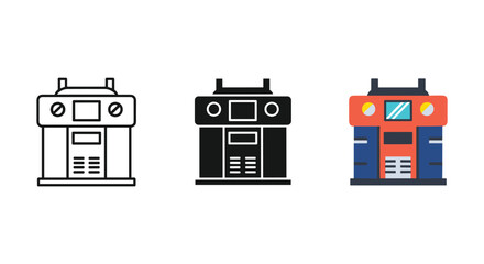 Coffee machine icon set in various styles