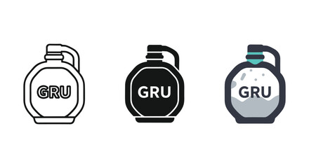 Gru perfume bottle icon set in different styles