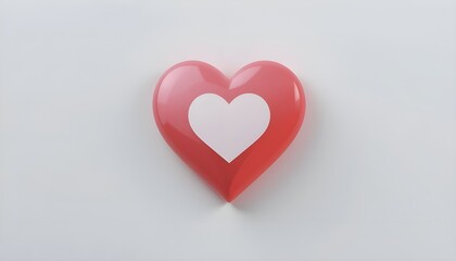 Love or heart icon social media button.Isolated on white background.3d rendering.  
