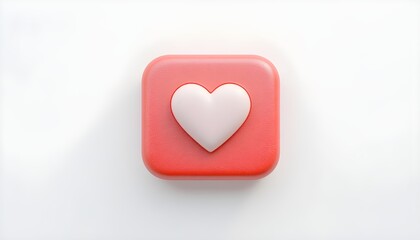 Love or heart icon social media button.Isolated on white background.3d rendering.  
