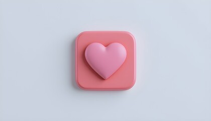 Love or heart icon social media button.Isolated on white background.3d rendering.  
