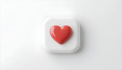 Love or heart icon social media button.Isolated on white background.3d rendering.  
