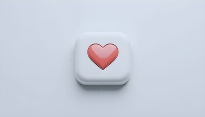 Love or heart icon social media button.Isolated on white background.3d rendering.  
