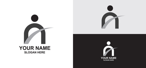 Abstract People Icon with Curved Overlay for User Profile, Branding and Digital Identity