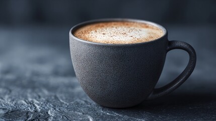 Minimalist gingerbread chai latte on slate-gray stone with gentle shadows