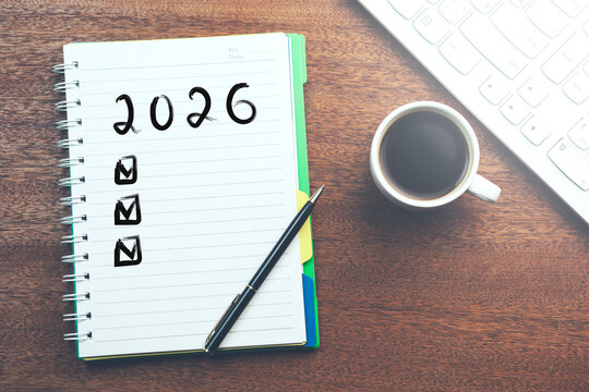 2026 text on notepad on working table