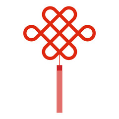 Red Chinese knot icon.Lunar new year symbol.China Spring Festival element.Lucky charms clipart.