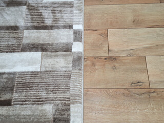 Carpet on parquet in a house