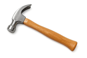 Claw hammer with wooden handle and metal head providing essential construction and diy capabilities, transparent background