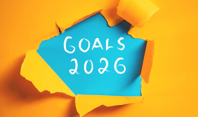goals 2026 text on torn paper