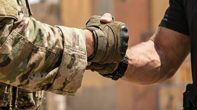 Military Handshake Agreement Collaboration Unity.
