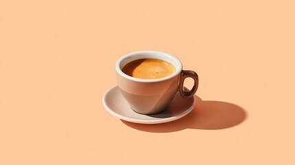 Single cup of peppermint espresso on pale peach surface