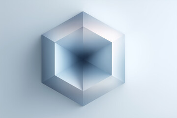 3D abstract hexagon with gradient light and geometric depth
