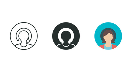 Set of user profile icons in different styles