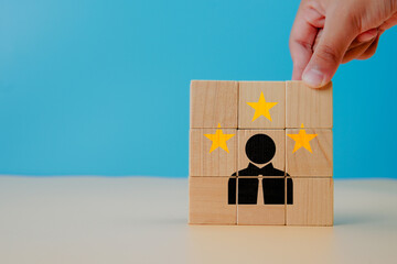 Leadership recognition and performance evaluation concept showing top talent selection, excellence rating, and professional achievement through management assessment and strategic acknowledgment.