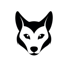 Minimal dog face merged with fox profile in clean animal artwork On white Background Vector illustration