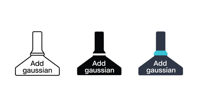 Three icons representing add gaussian function with different colors and designs