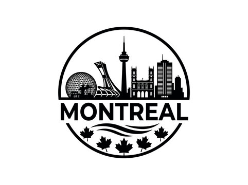 Montreal city of Canada skyline emblem with landmarks