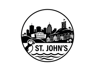 Fototapeta premium St. John's city of Canada skyline emblem with landmarks