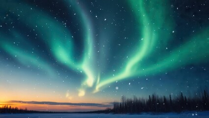 Vibrant Aurora Borealis Dancing Across a Starry Arctic Night Sky.
