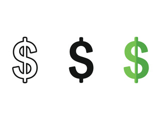 Dollar sign icons in different styles and colors