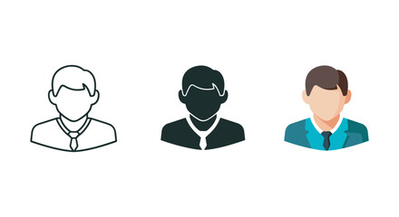Three different style male businessman avatars