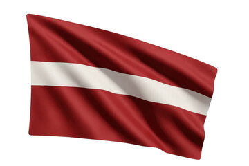 Waving Latvian national flag isolated on transparent background design.