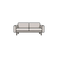 Minimalist Two-Seater Sofa Illustration on Gray Background