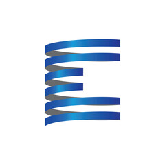 Fototapeta premium Abstract Blue Ribbon Spiral Forming Letter E Logo for Modern Brand Identity