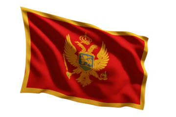 Montenegro flag waving with a transparent background for editing use.