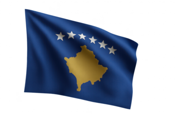 Kosovo national flag waving on transparent background, country symbol
