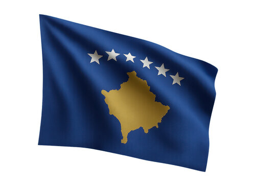 Kosovo national flag waving on transparent background, country symbol - Powered by Adobe
