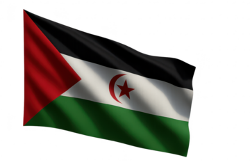 Waving Sahrawi Arab Democratic Republic flag on transparent background