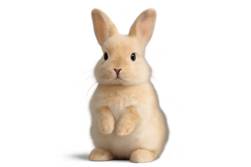 Cute rabbit portrait with a transparent background, beige fur color.