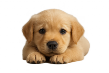 Cute Labrador puppy dog looking at camera, transparent background image