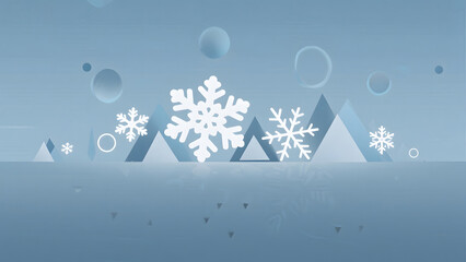 Winter Landscape, Snowflakes, Mountains, Abstract Design, Cold Weather, Seasonal Art, Snowy Scene, Winter Theme