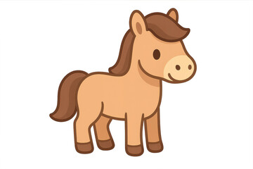 Obraz premium Cute cartoon horse character on a transparent background vector art